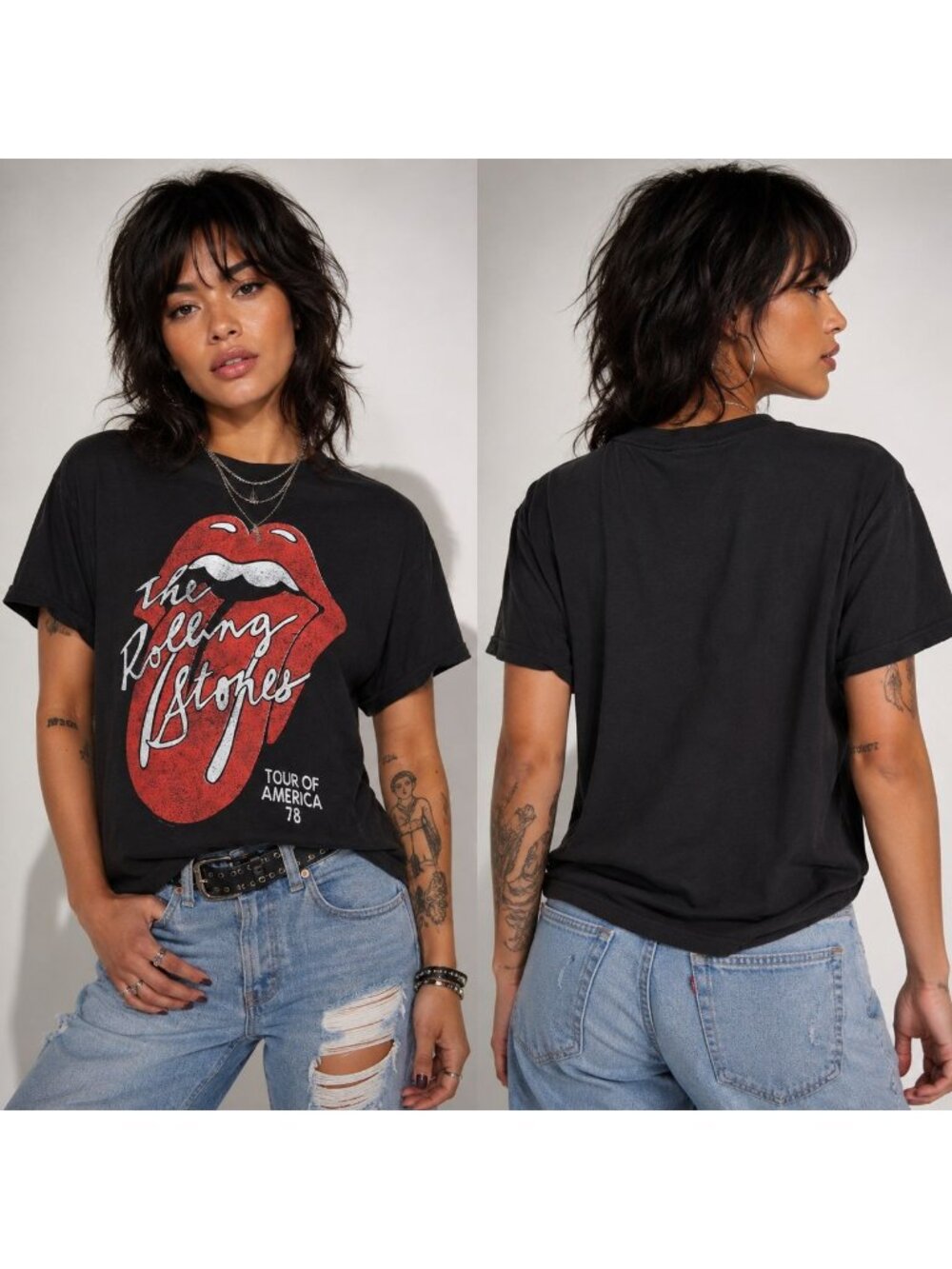 The Rolling Stones Tour Of America 78 Graphic T-Shirt Black Size S 100% Cotton